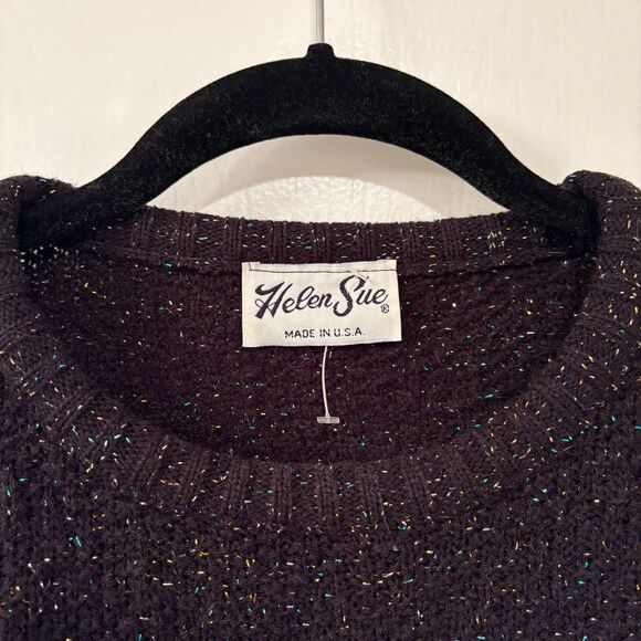 Vintage Helen Sue Acrylic 3/4 Sleeve Sweater Black Shimmer Vintage 90's - Picture 3 of 10